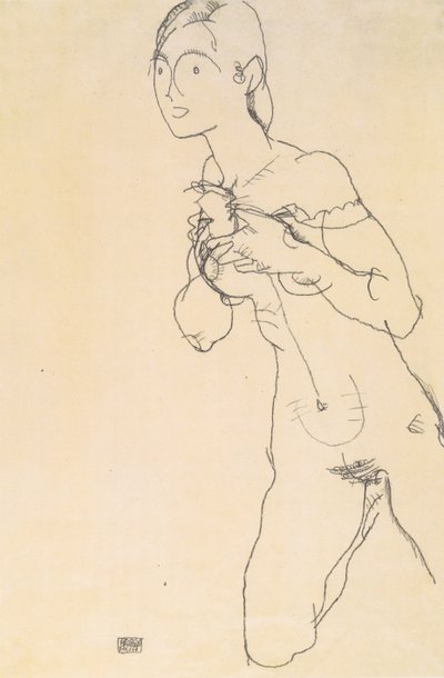 Kniender Mädchenakt von Egon Schiele